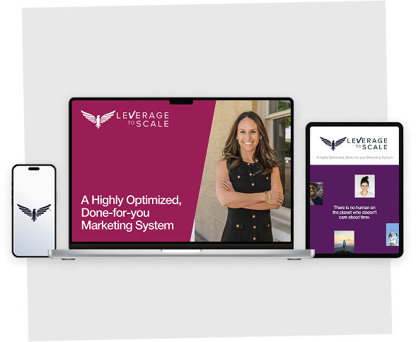 Visual mockup of the Leverage to Scale course